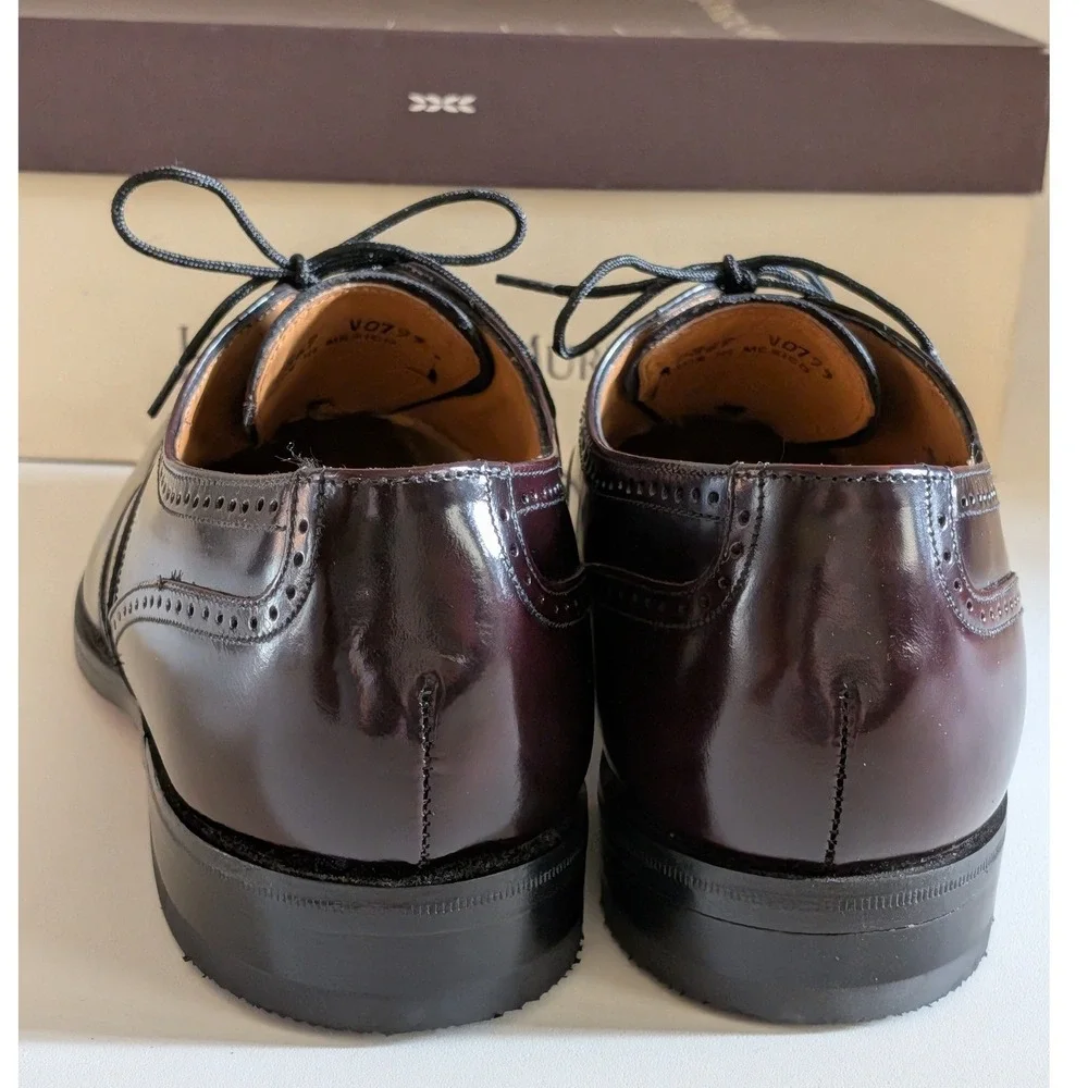 Johnston & Murphy J. Murphy Burgundy Leather Wingtip Oxford Shoes 20-41033 Size8